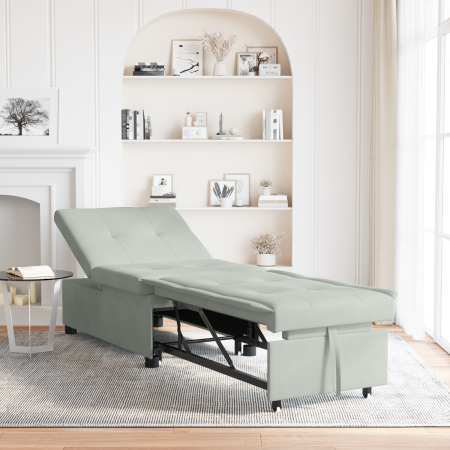 Sofá Cama Diseño 3 en 1 Extraíble Gris Claro Terciopelo | Foro24.es | Tu tienda online para hogar, jardín y más Foro24.es