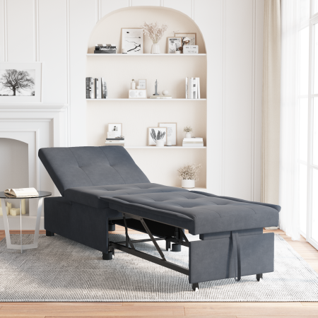 Sofá Cama 3 en 1 Diseño Extraíble Terciopelo Gris Oscuro de , Sofás - Ref: Foro24-42008595, Precio: 203,21 €