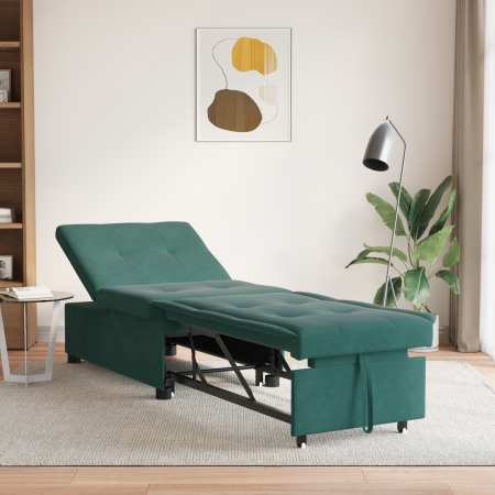 Sofá cama diseño extraíble 3 en 1 terciopelo verde oscuro de , Sofás - Ref: Foro24-42008596, Precio: 203,21 €
