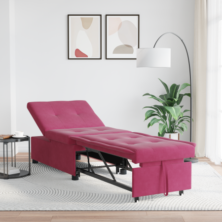Sofá Cama 3 en 1 Diseño Desplegable Rojo Vino Terciopelo | Foro24.es | Tu tienda online para hogar, jardín y más Foro24.es
