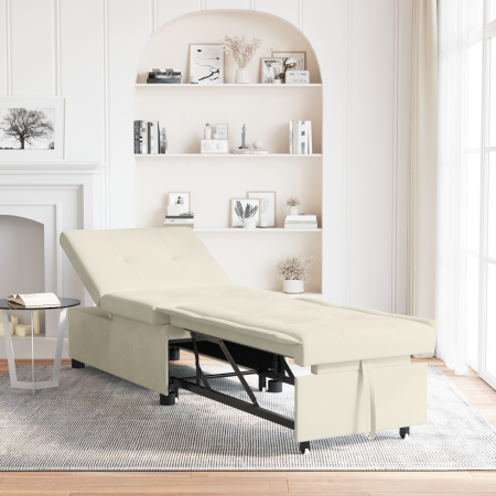 Sofá cama 3 en 1 extraíble crema terciopelo | Foro24.es | Tu tienda online para hogar, jardín y más Foro24.es