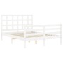 Weißer Massivholzbettrahmen mit Kopfteil 140x190 cm von vidaXL, Betten und Lattenroste - Ref: Foro24-3193967, Preis: 131,02 €...