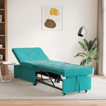 Sofá cama 3 en 1 diseño extraíble terciopelo turquesa | Foro24.es | Tu tienda online para hogar, jardín y más Foro24.es