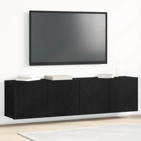 Muebles de TV 2 piezas roble negro 160x30x41 cm madera de ingeniería de , Armarios y almacenamiento - Ref: Foro24-862197, Pre...