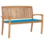 Banco de jardín apilable con cojín madera maciza teca 128,5 cm de , Bancos de jardín - Ref: Foro24-3063283, Precio: 174,08 €
