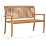 Banco de jardín apilable con cojín madera maciza teca 128,5 cm de , Bancos de jardín - Ref: Foro24-3063283, Precio: 174,08 €