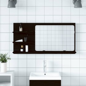 Armario de baño con espejo de roble negro 90x11x45 cm Madera de ingeniería