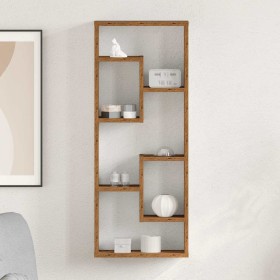 Estante de pared de madera vieja, 36 x 16 x 90 cm, madera de ingeniería