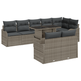 Conjunto de Sofá de Jardín de 9 Piezas con Cojines Gris