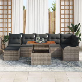 Conjunto de Sofá de Jardín de 8 Piezas con Cojines Ratán Gris