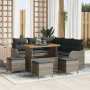 Conjunto de sofá de jardín de 9 piezas con cojines gris