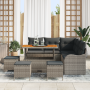 Conjunto de sofá de jardín de 9 piezas con cojines gris