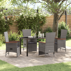 Conjunto de Comedor de Jardín de 5 Piezas con Cojines Gris