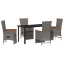 Conjunto de Comedor de Jardín de 5 Piezas con Cojines Gris