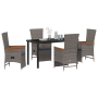 Conjunto de Comedor de Jardín de 5 Piezas con Cojines Gris