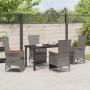 Conjunto de Comedor de Jardín de 5 Piezas con Cojines Gris