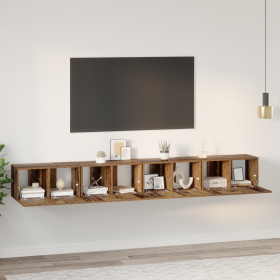 Conjunto de mueble de TV 4 pcs Madera envejecida