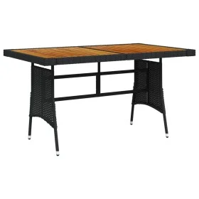 Garden table PE rattan and solid black acacia 130x70x72 cm by vidaXL, Garden tables - Ref: Foro24-318693, Price: 167,90 €, Di...