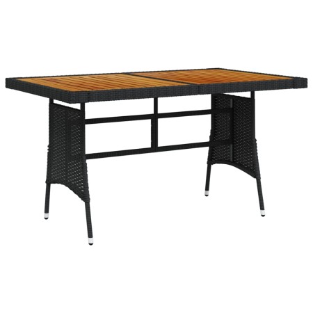 Garden table PE rattan and solid black acacia 130x70x72 cm by vidaXL, Garden tables - Ref: Foro24-318693, Price: 163,02 €, Di...