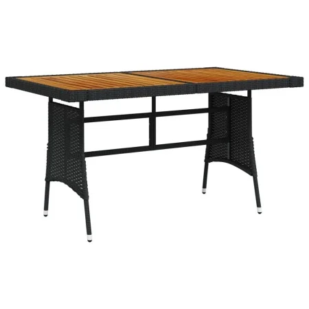 Mesa de jardín ratán PE y acacia maciza negro 130x70x72 cm de vidaXL, Mesas de jardín - Ref: Foro24-318693, Precio: 167,66 €,...