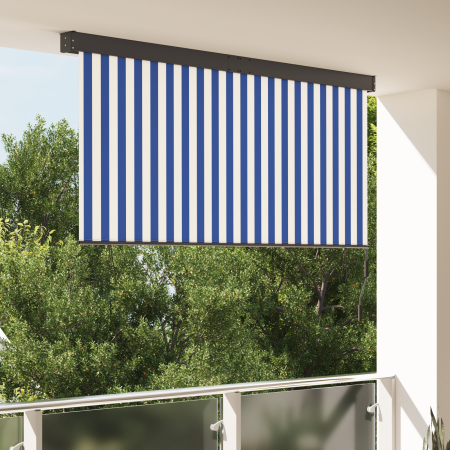 Cortina de Rodillo Exterior Azul y blanco 220 x 250 cm tela