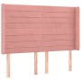 Cama box spring colchón y LED terciopelo rosa 140x190 cm