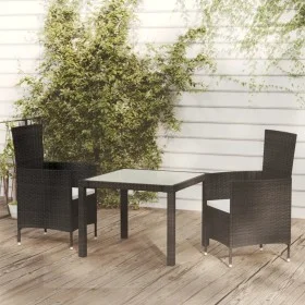 Juego de comedor exterior 3 pzas con cojines ratán negro de vidaXL, Conjuntos de jardín - Ref: Foro24-3094825, Precio: 241,78...