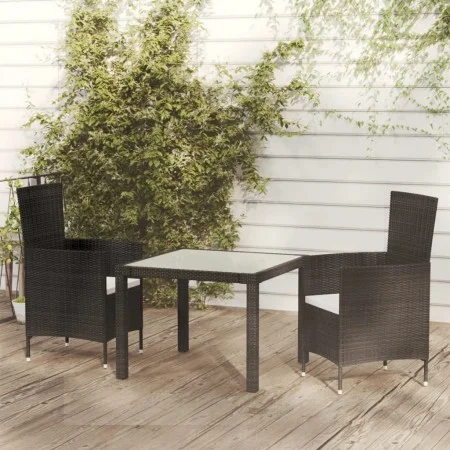 3-piece outdoor dining set with black rattan cushions by vidaXL, Garden sets - Ref: Foro24-3094825, Price: 241,78 €, Discount: %