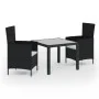 3-piece outdoor dining set with black rattan cushions by vidaXL, Garden sets - Ref: Foro24-3094825, Price: 241,78 €, Discount: %