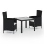 3-teiliges Outdoor-Essset mit schwarzen Rattankissen von vidaXL, Gartensets - Ref: Foro24-3094825, Preis: 245,55 €, Rabatt: %
