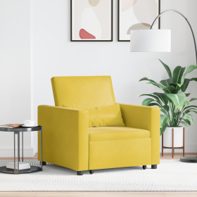 Sofá cama convertible 3 en 1 en terciopelo amarillo