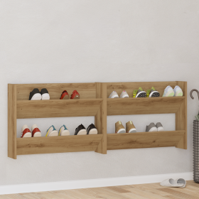 Armarios de zapato de pared 2 pcs Roble artisan 60 x 18 x 60 cm