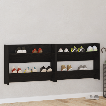 Armarios de zapato de pared 2 pcs Roble negro 60 x 18 x 60 cm