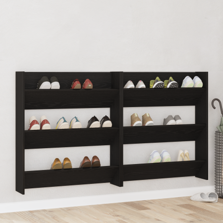 Armarios de zapato de pared 2 pcs Roble negro 60 x 18 x 60 cm
