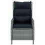 Sillón reclinable de jardín cojines ratán sintético gris claro