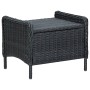 Silla de jardín reclinable con reposapiés ratán PE gris oscuro
