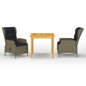 Juego de comedor para jardín de 3 piezas marrón