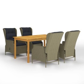 Juego de comedor para jardín de 5 piezas marrón