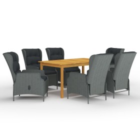 Juego de comedor para jardín de 7 piezas gris claro