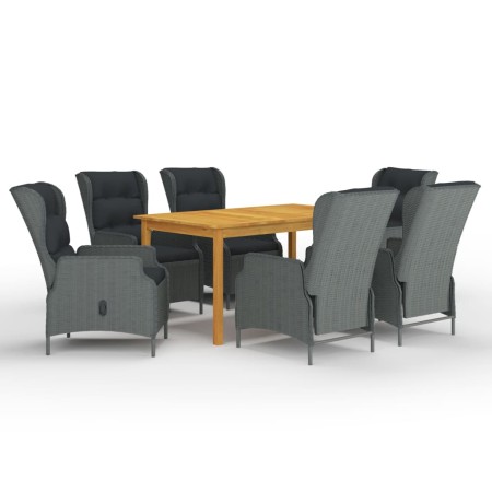 Juego de comedor para jardín de 7 piezas gris claro