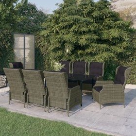 Juego de comedor de jardín 9 piezas marrón