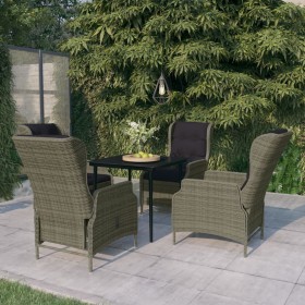 Juego de comedor de jardín 5 piezas con cojines marrón
