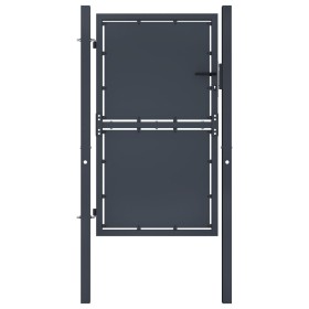Puerta de jardín de acero gris antracita 100x200 cm