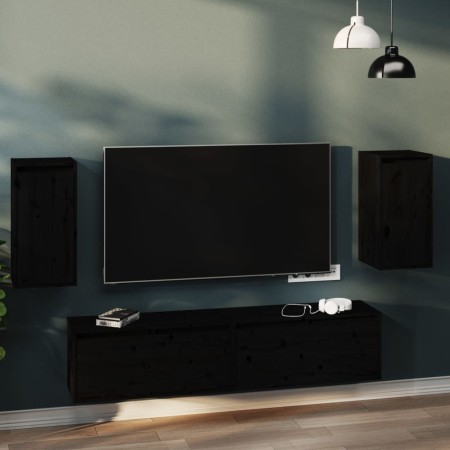 Hängeschrank 2 Stück Massivholz Kiefer schwarz 30x30x60 cm von vidaXL, Regale und Regale - Ref: Foro24-813494, Preis: 87,93 €...