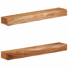 Estantes de pared 2 unidades 80x17x8 cm madera maciza acacia