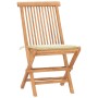 Set comedor de jardín plegable 3 piezas madera de teca cojines