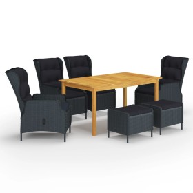 Juego de comedor para jardín de 7 piezas gris oscuro