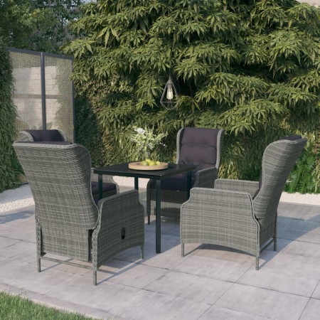 Juego de comedor para jardín 5 piezas ratán sintético gris