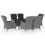 Juego de comedor de jardín 7 piezas ratán sintético gris