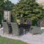 Juego de comedor de jardín 7 piezas ratán sintético gris